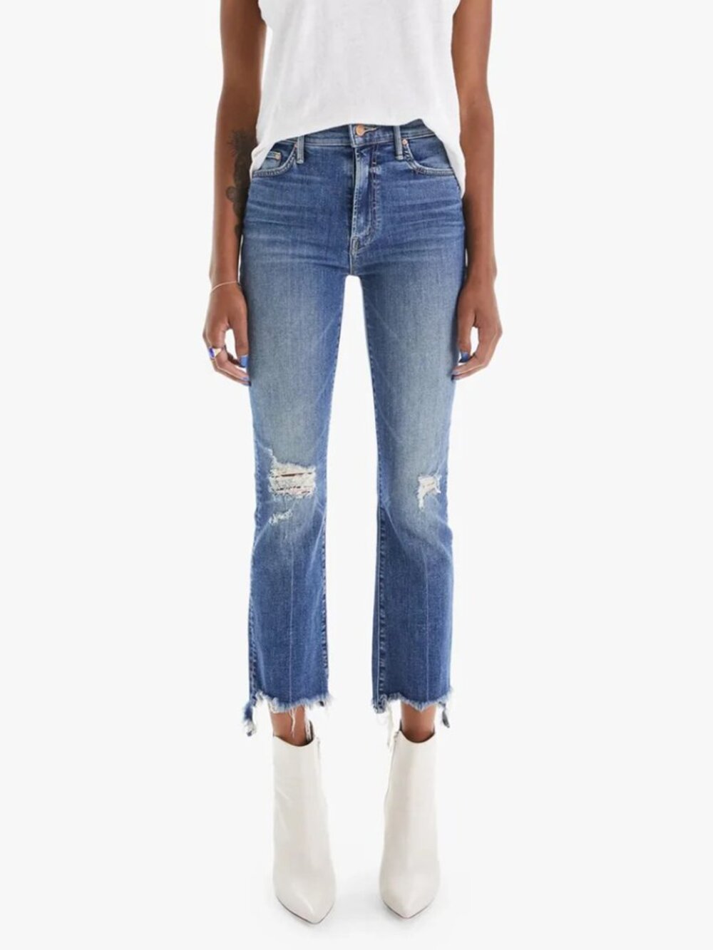 MOTHER Denim The Insider Crop Step Chew - Size 28 - Dancing on Coals